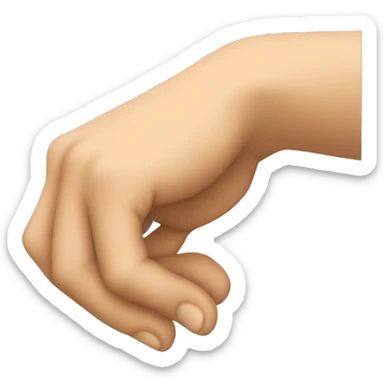 a hand facing down and should be towards right sticker