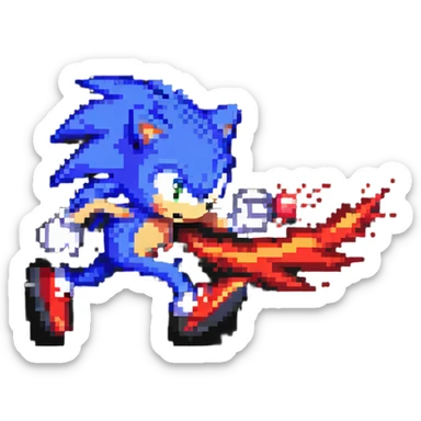 Sonic the Hedgehog sprinting with red trail sticker