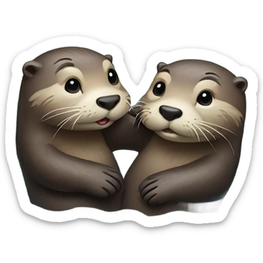 Two otters holding hands floating in water sticker