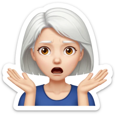 female white hair head slap
 sticker