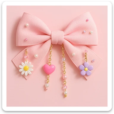 kpop bow with tiny charms and beads, cute and trendy sticker