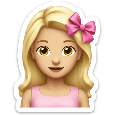 pretty blonde girl with a pink bow in her hair  sticker