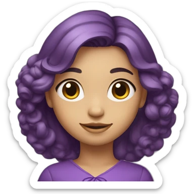 Fille avec des cheveux violet , une robe violette et une fleur dans les cheveux sticker