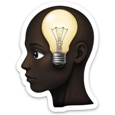 silhouette of a head with a broken light bulb inside sticker