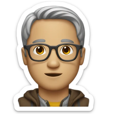 guy with middle part and gkasses sticker