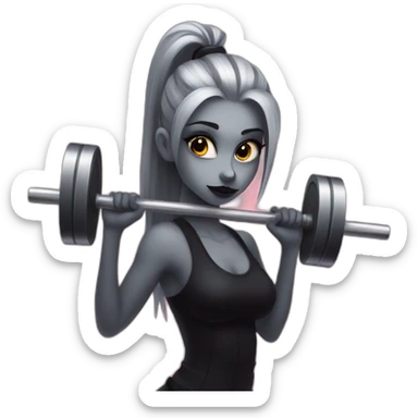 goth girl lifting a barbell sticker