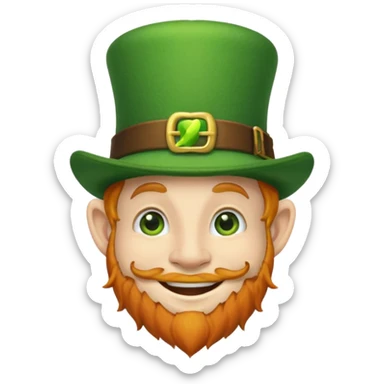 leprechaun emoji, smiling, wearing a green hat sticker