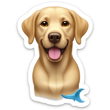 Un labrador avec une pêche dans la bouche  sticker