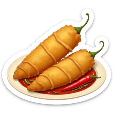 indonesian fried food with chili on the side of the plate sticker