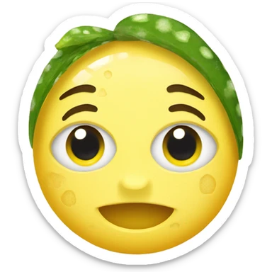 Cute yellow emoji with freckles and cucumbers on eyes sticker