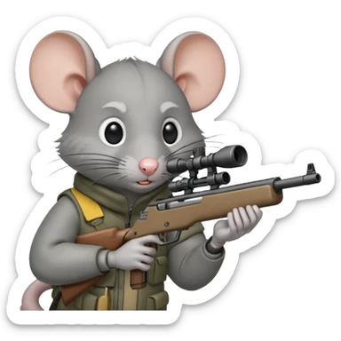 a rat aiming down a sniper rifle sticker