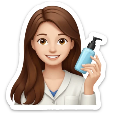 Girl with long hair doing skin care sticker