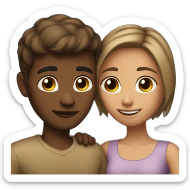 Dark blonde Boyfriend and short brown hair girlfriend hugging sticker