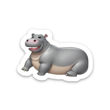 Hippopotamus sunbathing at the beach sticker