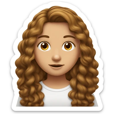 uma menina adolescente, branca um pouco bronzeada, cabelo ondulado e castanho médio, olhos castanhos sticker