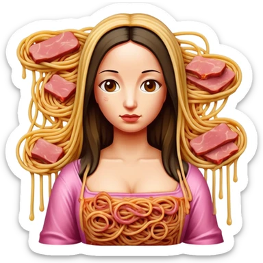  SPAM meat melted pink dripping sauce spaghetti dress monalisa portrait sticker