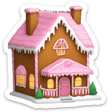 A pink gingerbread house sticker