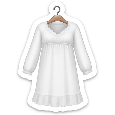Make the nightgown white with long sleeves in the style of apple style emojis, keeping the emoji style look, with no background. sticker