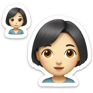 Korean girl witha a bob sticker