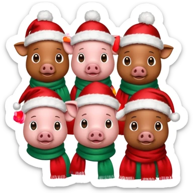 Christmas pigs sticker