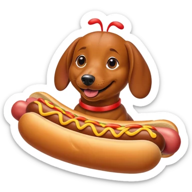 weiner dog dressed up like a hot dog sticker