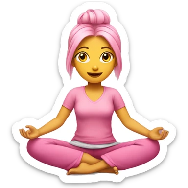 girl in pink clothes with yellow hair sits in lotus position sticker