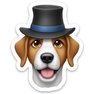 Dog with a hat sticker