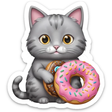 cat grey donut sticker