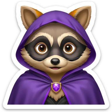 . l'expression du visage du raton est ultra surpris "shock" alors ce raton laver doit être équipé d'une cape de thieving noir avec trim bordure mauve comme dans le jeu old school runescape. au centre de la cape une icone de masque de voleur est visible  sticker