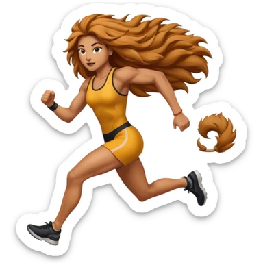 High resolution of a running women lion sticker