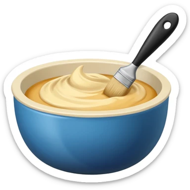 bowl of blonde hair dye with a brush next to it sticker