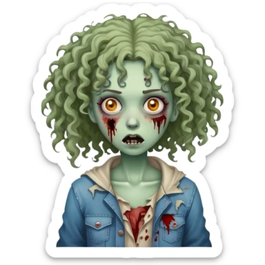 Garota zumbi de cabelo cacheado  sticker