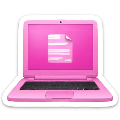 pink laptop with powerpoint sticker