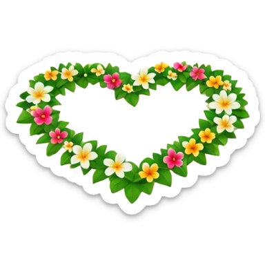 A heart as a island with green and flowers on it sticker