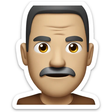 an angry man with very short black mustache. short hair to right sticker