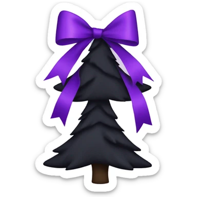 Black Christmas tree with purple bows sticker