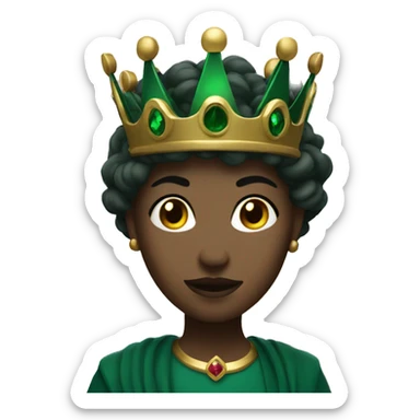 A dark emerald woman with a crown light  sticker