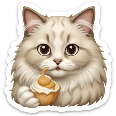 ragdoll cat eating sticker