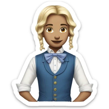 Alice in Wonderland with short sleeved collar shirt and blue button up vest sticker