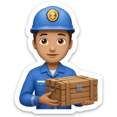 railway engineer carrying a box sticker