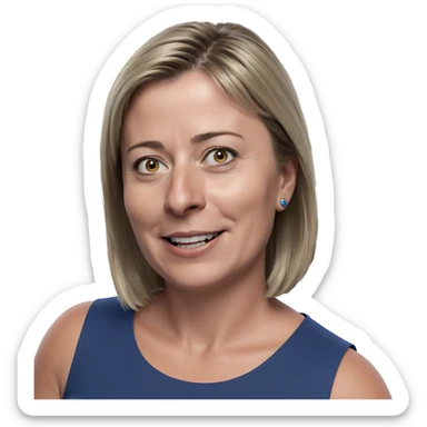 smiling girl in blue shirt sticker