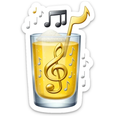 salt in the glass, sparkle icon(yellow), and music note in a row sticker