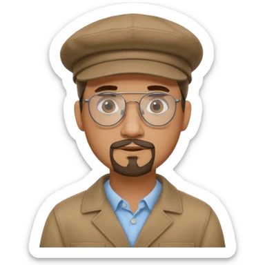 Male flat cap wire rim glasses goatee sticker