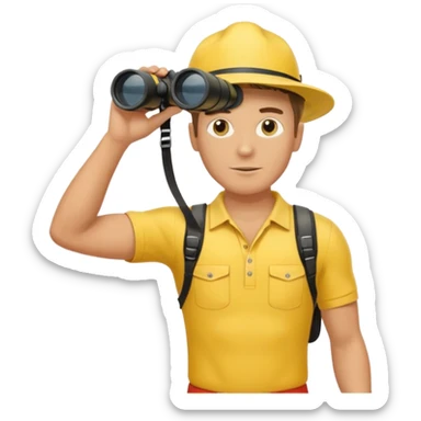 Male lifeguard – yellow shirt, binoculars in hand, scanning the sea, full body sticker