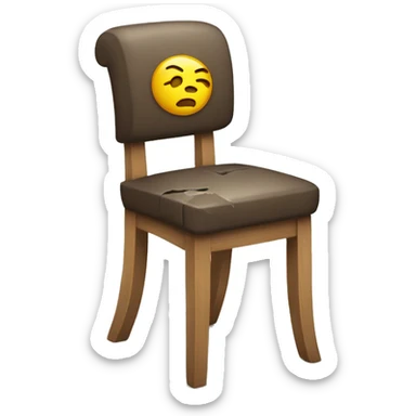 a damaged chair with broken legs sticker
