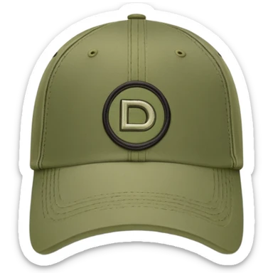 Khaki colored Diesel baseball cap with distinctive Diesel logo embroidered on front, olive green hat sticker