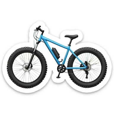 The background showcases majestic mountains, lush green valleys, and a bright blue sky with fluffy clouds. The sun casts warm light over the landscape, emphasizing the beauty of outdoor cycling. a mountain bike standing on a scenic trail.  sticker