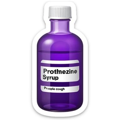 Purple cough syrup with the name "promethazine" sticker