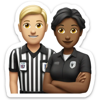 Women football referee with football player  sticker
