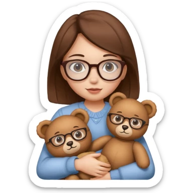  girl with single teddy bear she is wearing glasses bear without glasses  sticker